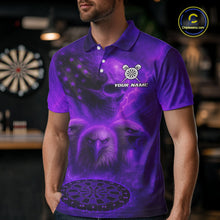 Load image into Gallery viewer, Personalized Flame Dart Shirt Custom Purple Patriotic Dartboard Dart Jerseys For Men NYN1227