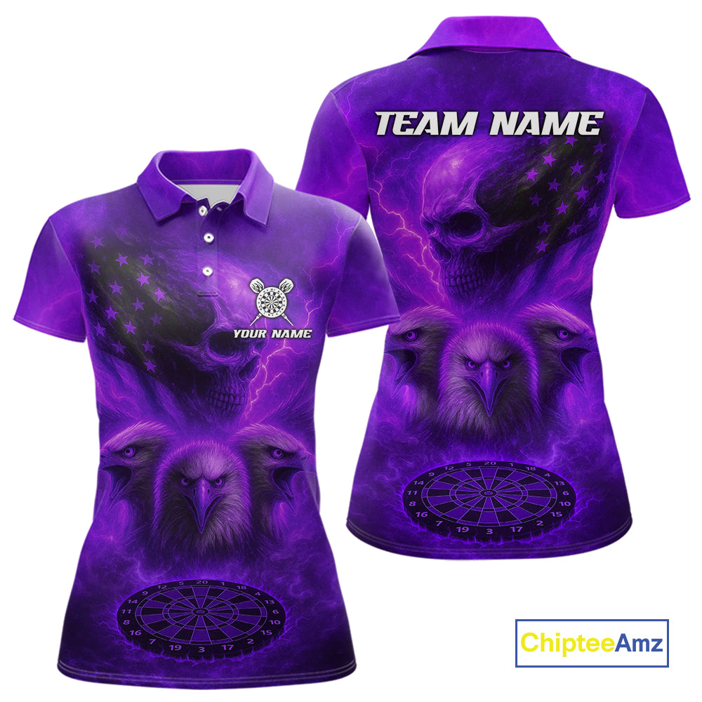 Personalized Flame Dart Shirt Custom Purple Patriotic Dartboard Dart Jerseys For Women NYN1227