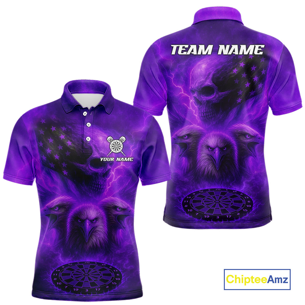 Personalized Flame Dart Shirt Custom Purple Patriotic Dartboard Dart Jerseys For Men NYN1227