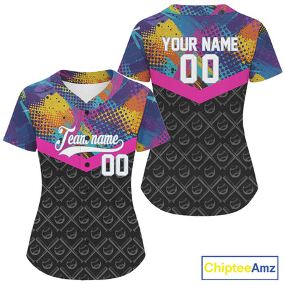 Custom Colorful Graffiti Baseball Ball Shirt For Women Outfits Baseball Team Jerseys NYN1511
