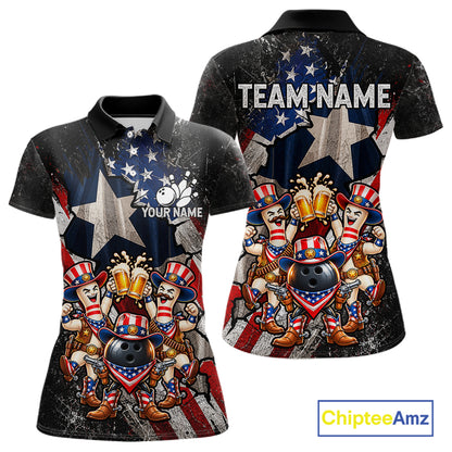 Funny Beer Cowboy Bowling Patriotic Women Bowling Shirt Custom Texas - US Flag Youth Bowling Team Jersey NYN4998