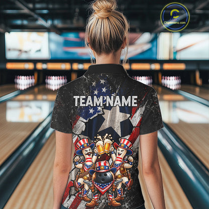 Funny Beer Cowboy Bowling Patriotic Women Bowling Shirt Custom Texas - US Flag Youth Bowling Team Jersey NYN4998