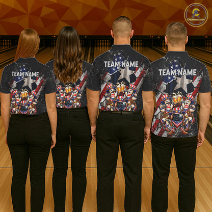 Funny Beer Cowboy Bowling Patriotic Women Bowling Shirt Custom Texas - US Flag Youth Bowling Team Jersey NYN4998