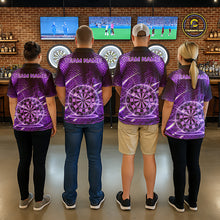 Load image into Gallery viewer, Black And Purple Stripes Light Dartboard Custom Darts Polo Shirts Women Dart Team Jerseys NYN2275