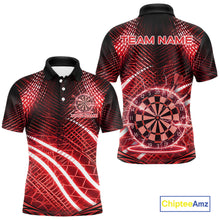 Load image into Gallery viewer, Black And Red Stripes Light Dartboard Custom Darts Polo Shirts Men Dart Team Jerseys NYN2276