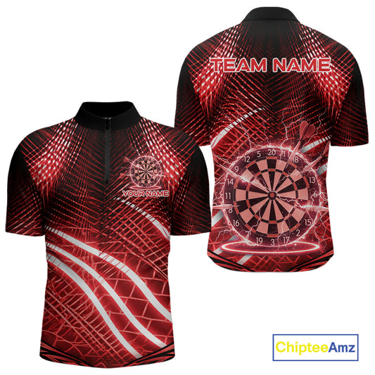 Black And Red Stripes Light Dartboard Custom Darts Quarter-Zip Shirts Men Dart Team Jerseys NYN2276