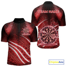 Load image into Gallery viewer, Black And Red Stripes Light Dartboard Custom Darts Quarter-Zip Shirts Men Dart Team Jerseys NYN2276