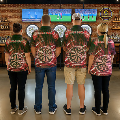Black And Red Stripes Light Dartboard Custom Darts Polo Shirts Men Dart Team Jerseys NYN2276