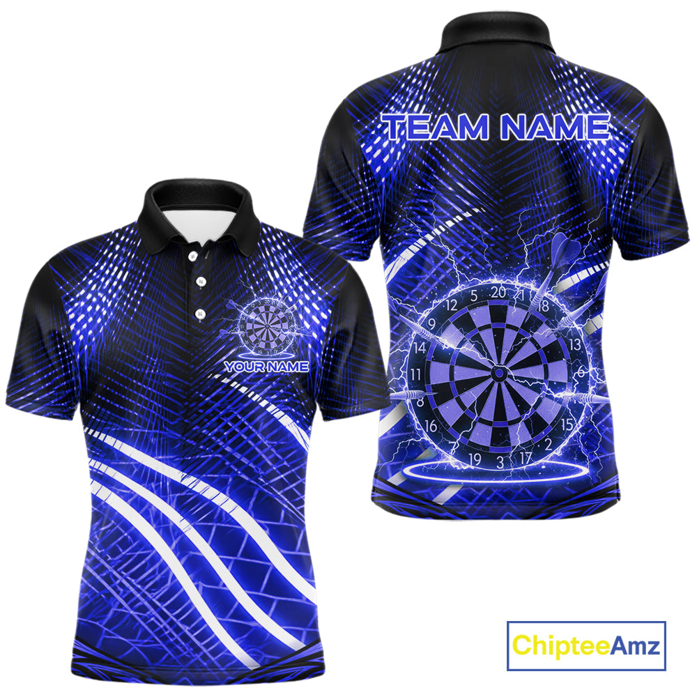 Black And Blue Stripes Light Dartboard Custom Darts Polo Shirts Men Dart Team Jerseys NYN2277