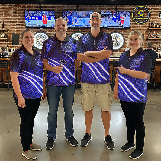 Black And Blue Stripes Light Dartboard Custom Darts Quarter-Zip Shirts Women Dart Team Jerseys NYN2277