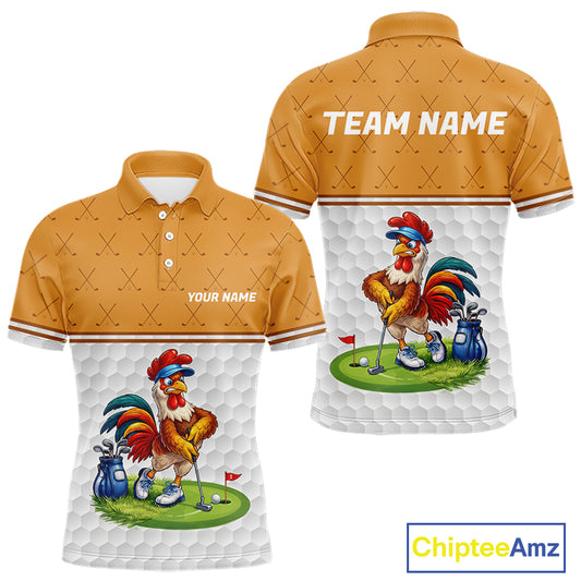 Personalized Funny Angry Rooster Golfer Mens Golf Polo Shirts Custom Clothes Golf Gifts NYN3152