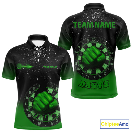 Dynamic Verdant Fist Artwork Darts Shirt For Men - Custom Team Name - Darts Jersey NYN0368