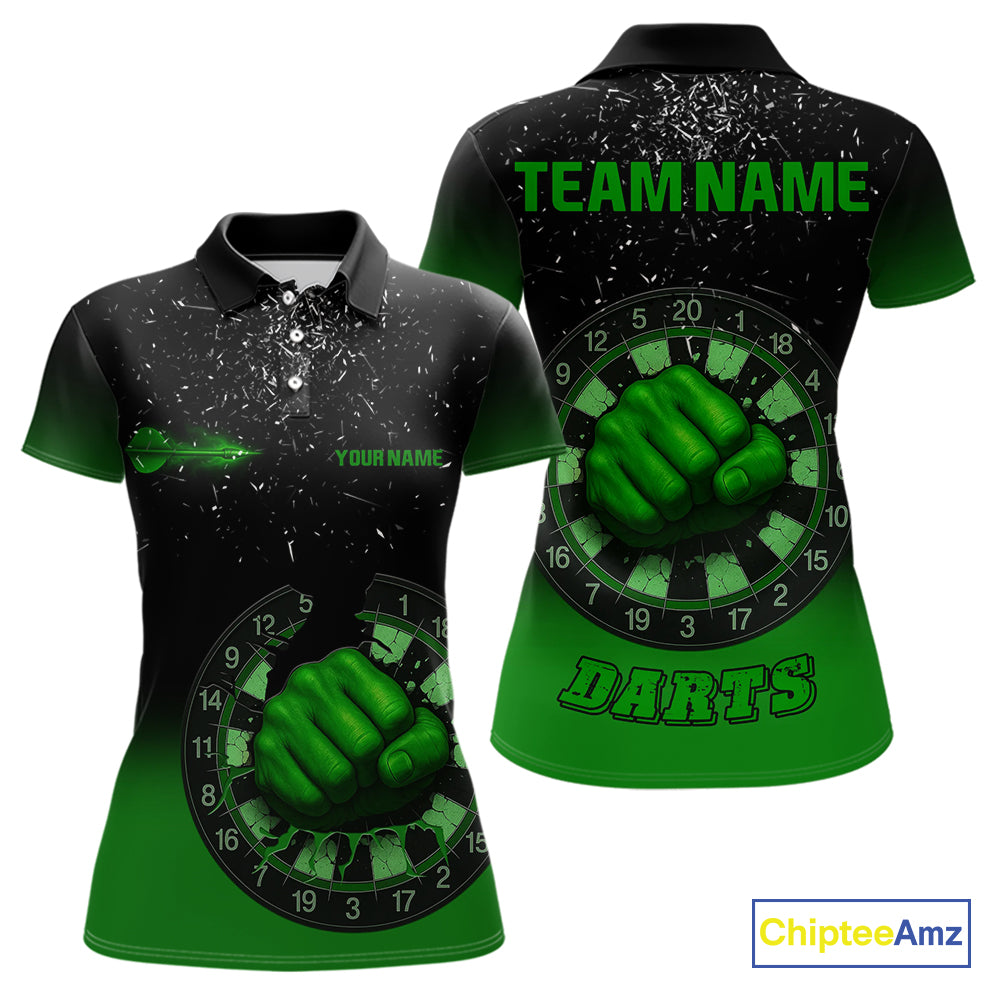 Dynamic Verdant Fist Artwork Darts Shirt For Women - Custom Team Name - Darts Jersey NYN0368