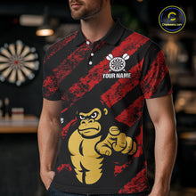 Load image into Gallery viewer, Custom Black And Red Gorilla Funny Dart Polo Shirt For Men Outfits Grunge Dart Jerseys NYN1525