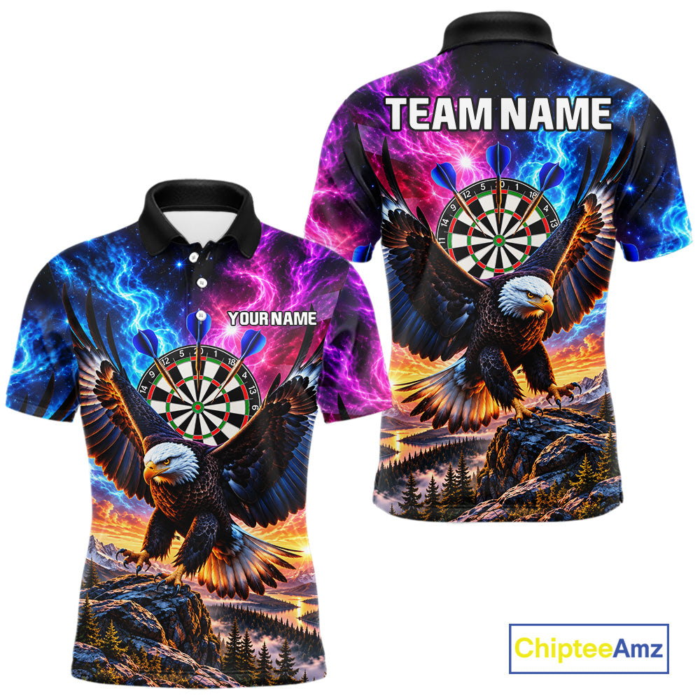 Custom Eagle Dart Polo 1/4-Zip Shirt For Men Smoke Mountain Eagle Dart Team Tournament Shirt NYN4666