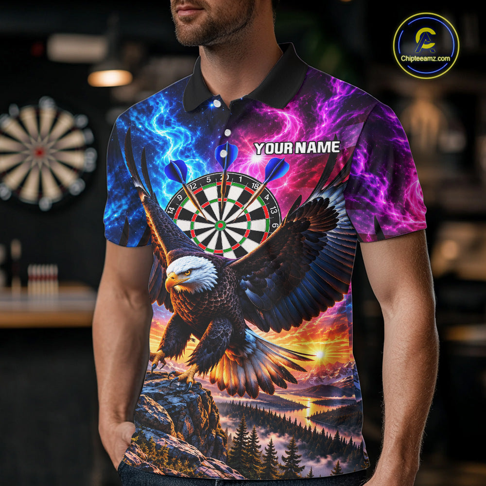 Custom Eagle Dart Polo 1/4-Zip Shirt For Men Smoke Mountain Eagle Dart Team Tournament Shirt NYN4666