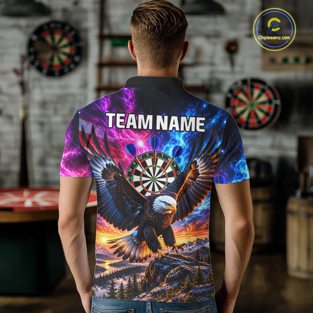 Custom Eagle Dart Polo 1/4-Zip Shirt For Men Smoke Mountain Eagle Dart Team Tournament Shirt NYN4666