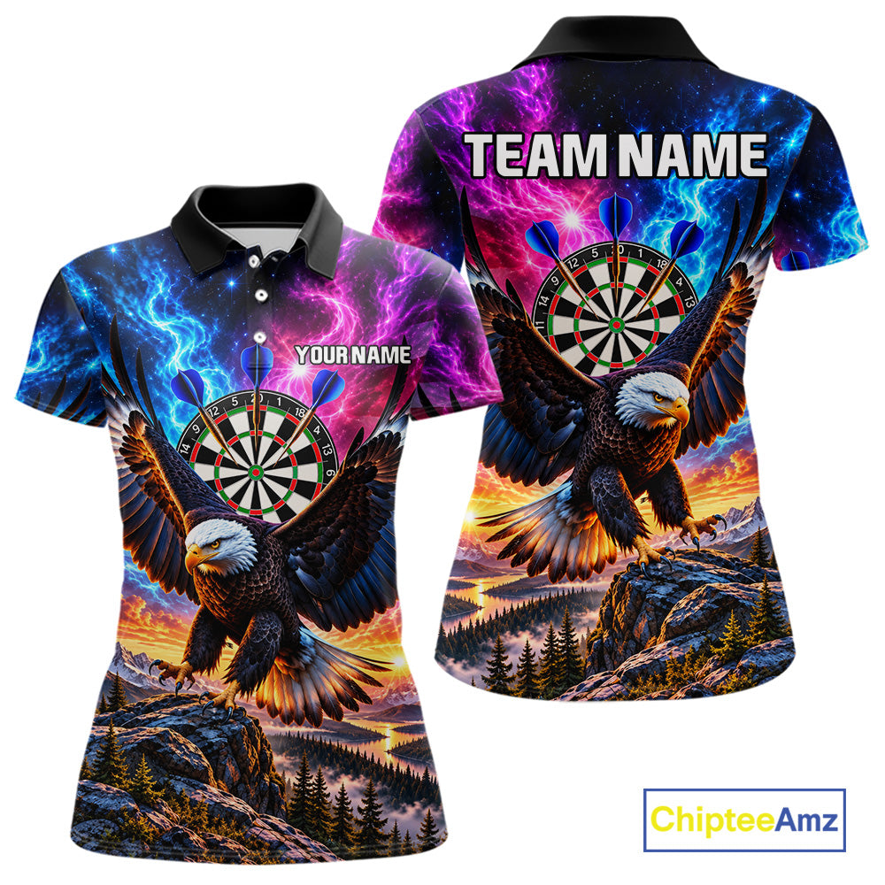 Custom Eagle Dart Polo 1/4-Zip Shirt For Women Smoke Mountain Eagle Dart Team Tournament Shirt NYN4666