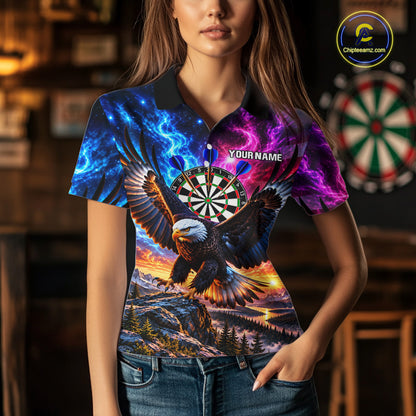 Custom Eagle Dart Polo 1/4-Zip Shirt For Women Smoke Mountain Eagle Dart Team Tournament Shirt NYN4666