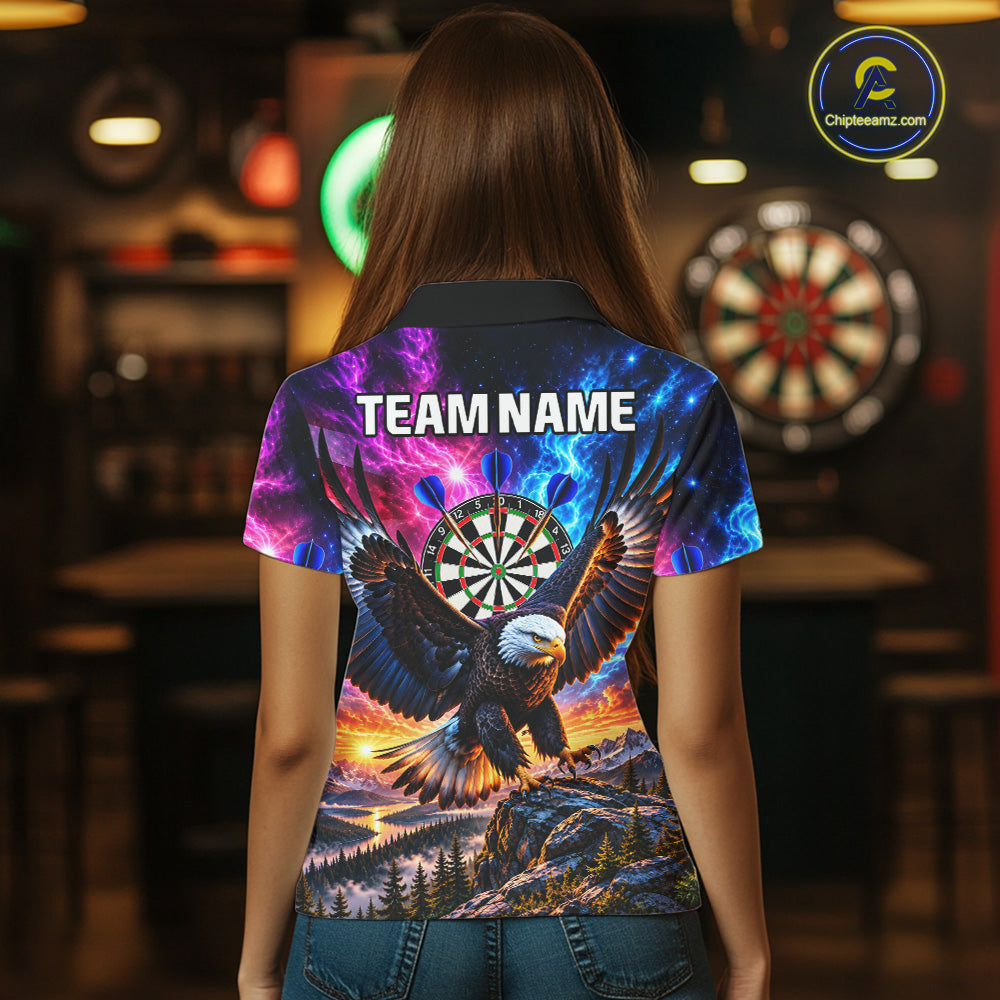 Custom Eagle Dart Polo 1/4-Zip Shirt For Women Smoke Mountain Eagle Dart Team Tournament Shirt NYN4666