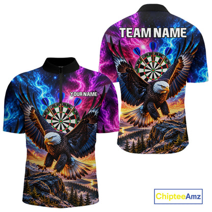 Custom Eagle Dart Polo 1/4-Zip Shirt For Men Smoke Mountain Eagle Dart Team Tournament Shirt NYN4666