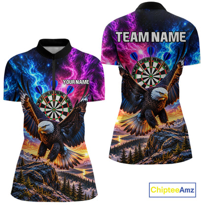 Custom Eagle Dart Polo 1/4-Zip Shirt For Women Smoke Mountain Eagle Dart Team Tournament Shirt NYN4666