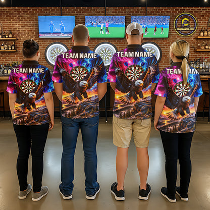 Custom Eagle Dart Polo 1/4-Zip Shirt For Women Smoke Mountain Eagle Dart Team Tournament Shirt NYN4666