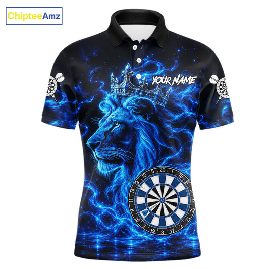 Personalized Lion Darts Polo Quarter-Zip Shirt For Men Custom Blue Flame Lion Dart Team Uniform Jersey NYN4668