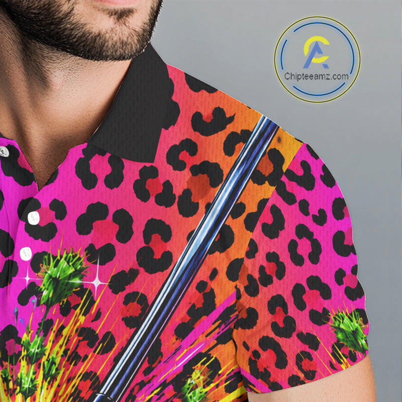 Personalized Rainbow Leopard Men Golf Polo Shirt Custom Colorful Golf Club Golf Team Jersey NYN5029