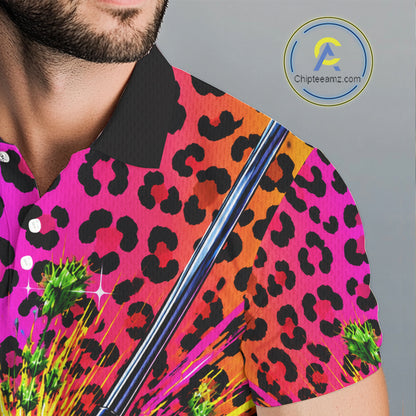 Personalized Rainbow Leopard Men Golf Polo Shirt Custom Colorful Golf Club Golf Team Jersey NYN5029
