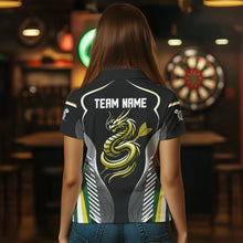 Load image into Gallery viewer, Custom Black And Yellow Dragon Darts Polo &amp; 1/4 Zip Shirts For Women, Dart Team Jerseys NYN0034