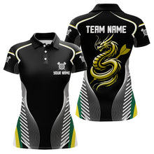 Load image into Gallery viewer, Custom Black And Yellow Dragon Darts Polo &amp; 1/4 Zip Shirts For Women, Dart Team Jerseys NYN0034