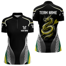Load image into Gallery viewer, Custom Black And Yellow Dragon Darts Polo &amp; 1/4 Zip Shirts For Women, Dart Team Jerseys NYN0034