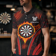 Load image into Gallery viewer, Custom Black-Red Fire Flames Dartboard Dart Shirts For Men Dart Tournament Team Jerseys NYN0038