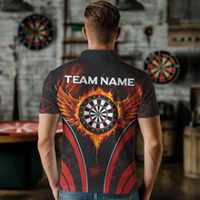 Load image into Gallery viewer, Custom Black-Red Fire Flames Dartboard Dart Shirts For Men Dart Tournament Team Jerseys NYN0038