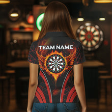 Load image into Gallery viewer, Custom Black-Red Fire Flames Dartboard Dart Shirts For Women Dart Tournament Team Jerseys NYN0038