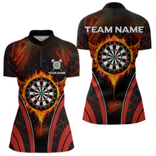 Load image into Gallery viewer, Custom Black-Red Fire Flames Dartboard Dart Shirts For Women Dart Tournament Team Jerseys NYN0038