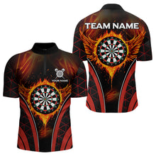 Load image into Gallery viewer, Custom Black-Red Fire Flames Dartboard Dart Shirts For Men Dart Tournament Team Jerseys NYN0038