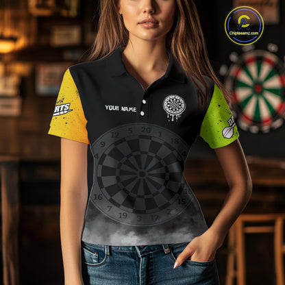 Lime Leaves Skull & Dartboard, Colorful Darts Shirt For Women - Customizable Name NYN0385