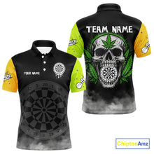 Load image into Gallery viewer, Lime Leaves Skull &amp; Dartboard, Colorful Darts Shirt For Men - Customizable Name NYN0385
