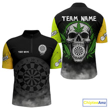 Load image into Gallery viewer, Lime Leaves Skull &amp; Dartboard, Colorful Darts Shirt For Men - Customizable Name NYN0385