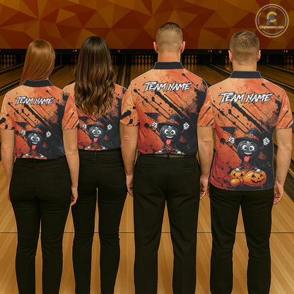 Custom Halloween Mens Bowling Shirt Funny Witch Hat Bowling Ball Jersey, Bowler Halloween Gift NYN4266