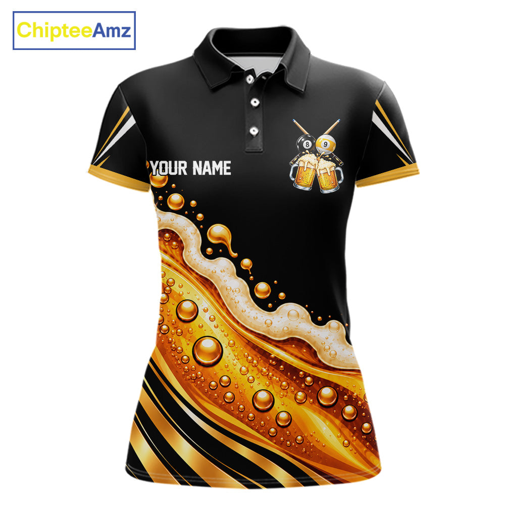 Funny Beer Billiard Polo Shirt For Women Personalized 8-Ball & 9-Ball Pool Team Jersey Billiard Apparel NYN4685