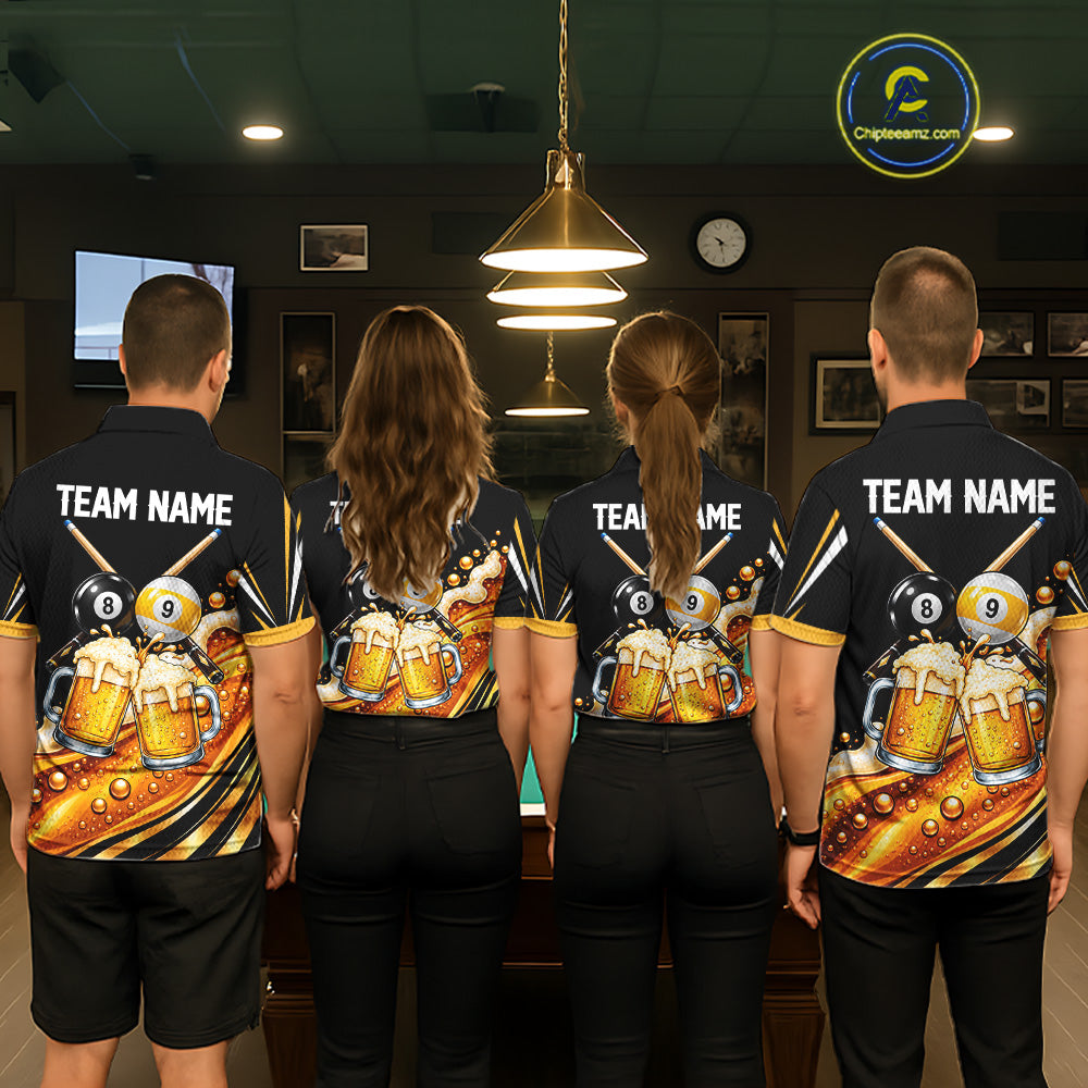 Funny Beer Billiard Polo Shirt For Women Personalized 8-Ball & 9-Ball Pool Team Jersey Billiard Apparel NYN4685