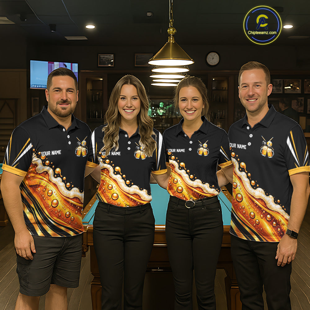 Funny Beer Billiard Polo Shirt For Women Personalized 8-Ball & 9-Ball Pool Team Jersey Billiard Apparel NYN4685