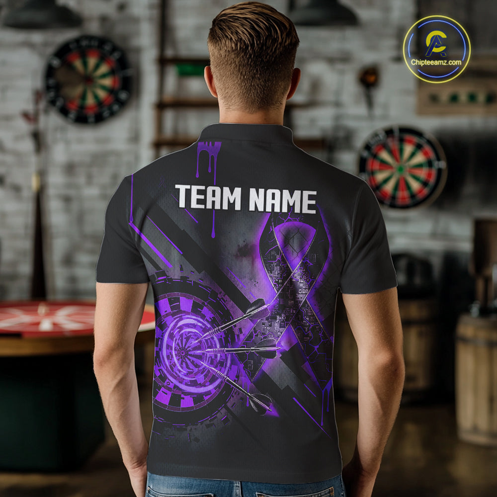 Lightning Purple Ribbon Dartboard Custom Lightning Dartboard Darts Polo Shirt For Men NYN1804