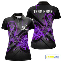 Load image into Gallery viewer, Lightning Purple Ribbon Dartboard Custom Breast Cancer Awareness Darts Polo Shirt For Women NYN1804