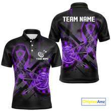 Load image into Gallery viewer, Lightning Purple Ribbon Dartboard Custom Breast Cancer Awareness Darts Polo Shirt For Men NYN1804