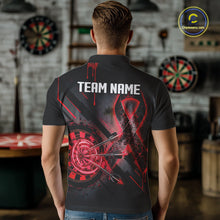 Load image into Gallery viewer, Lightning Red Ribbon Dartboard Custom Breast Cancer Awareness Darts Polo Shirt For Men NYN1805