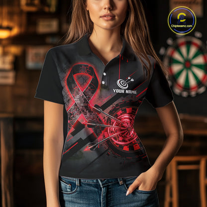 Lightning Red Ribbon Dartboard Custom Lightning Dartboard Darts Polo Shirt For Women NYN1805